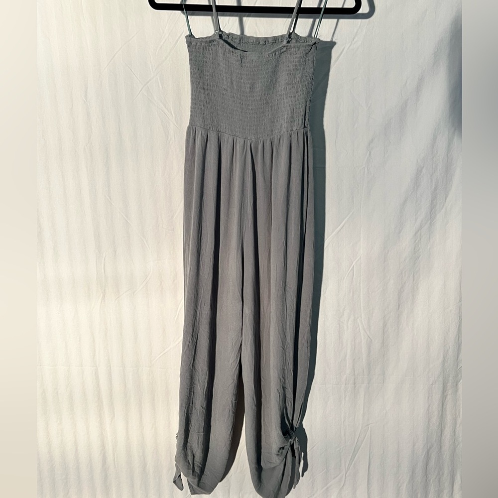 Smocked ankle length jumper with knot detail at ankle